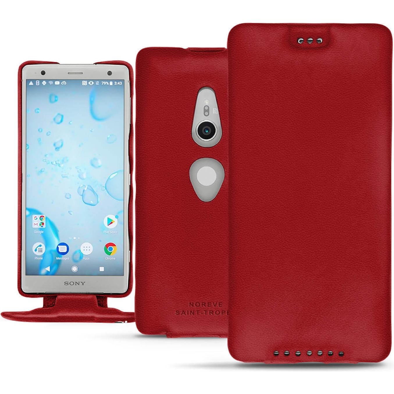 Thumbnail - Noreve Lederschutzhülle vertikal (Sony Xperia XZ2), Smartphone Hülle, Rot