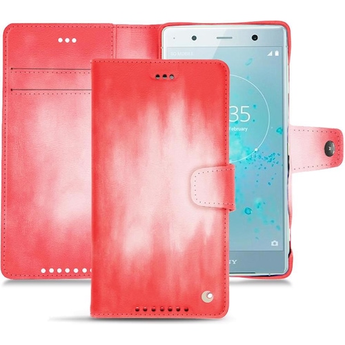 Noreve Lederschutzhülle Wallet (Sony Xperia XZ2 Premium), Smartphone Hülle, Rosa