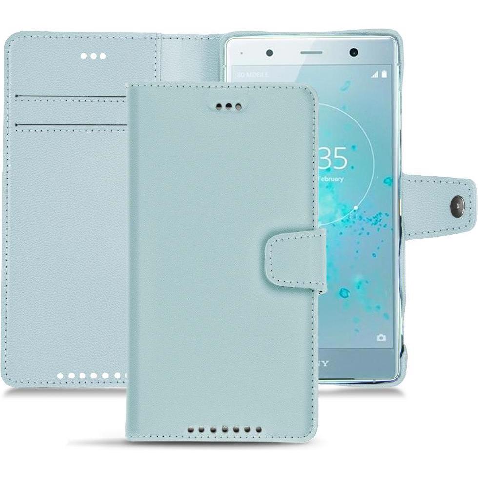 Noreve Lederschutzhülle Wallet (Sony Xperia XZ2 Premium), Smartphone Hülle, Blau