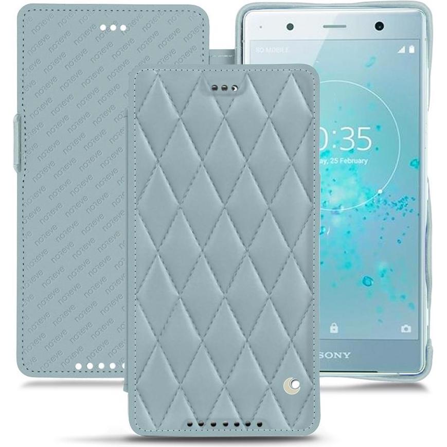 Noreve Lederschutzhülle horizontal (Sony Xperia XZ2 Premium), Smartphone Hülle, Blau