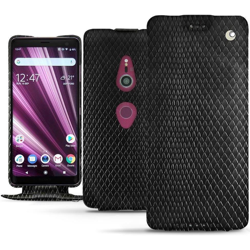 Noreve Lederschutzhülle vertikal (Sony Xperia XZ3), Smartphone Hülle, Schwarz