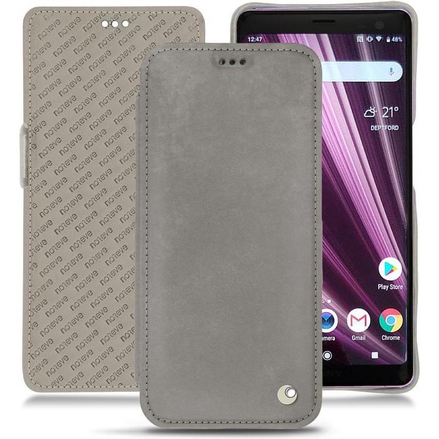 Noreve Lederschutzhülle horizontal (Sony Xperia XZ3), Smartphone Hülle, Grau