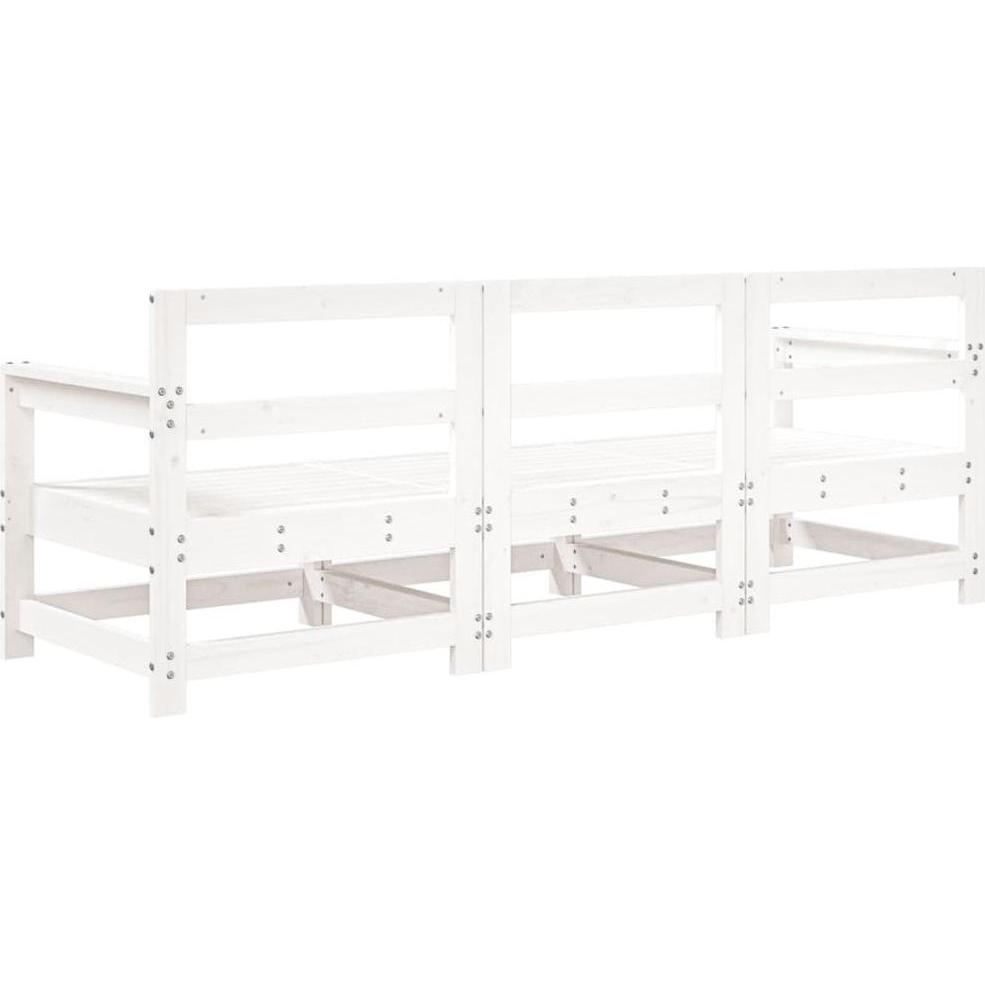 VidaXL, Gartenlounge, 3-tlg. Garten-Lounge-Set Weiss Massivholz Kiefer,Farbe