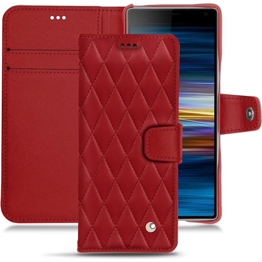 Noreve Lederschutzhülle Wallet (Sony Xperia 10 Plus), Smartphone Hülle, Rot