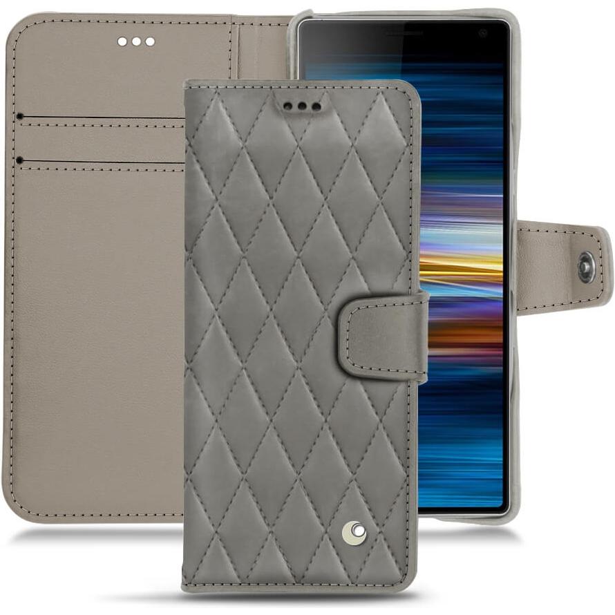 Noreve Lederschutzhülle Wallet (Sony Xperia 10 Plus), Smartphone Hülle, Grau
