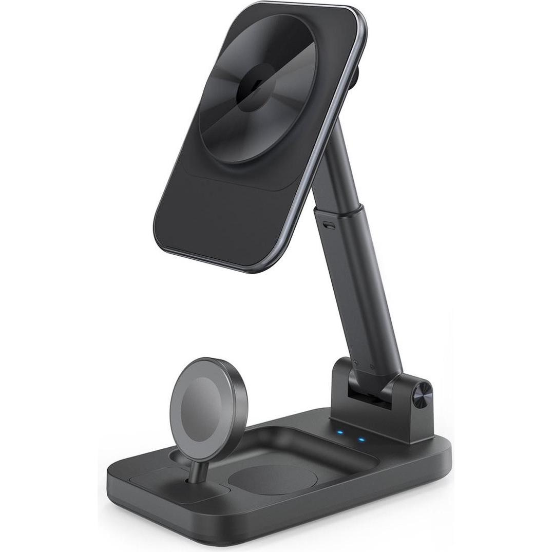 Mobilize Caricabatterie magnetico wireless 3 in 1 da 15W nero (15 W), Caricabatteria senza fili, Nero