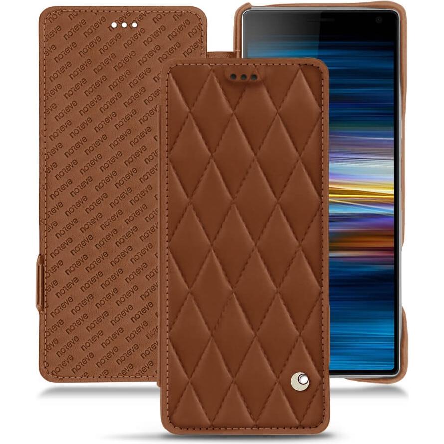 Noreve Lederschutzhülle horizontal (Sony Xperia 10 Plus), Smartphone Hülle, Braun