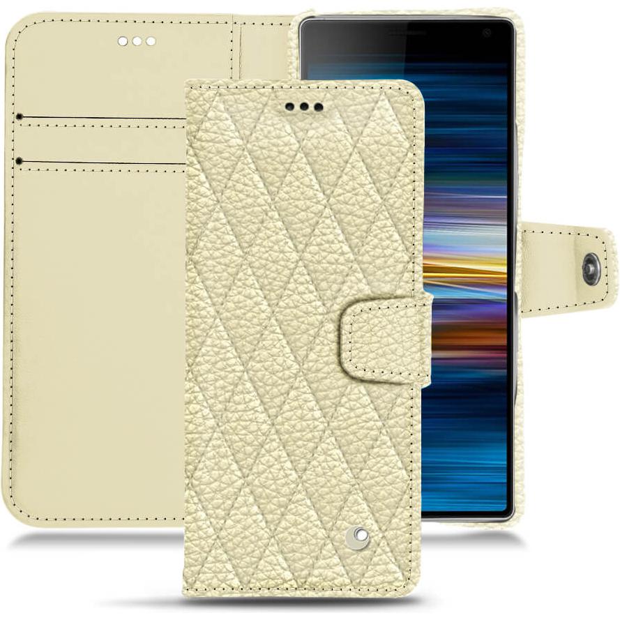 Noreve Lederschutzhülle Wallet (Sony Xperia 10), Smartphone Hülle, Weiss