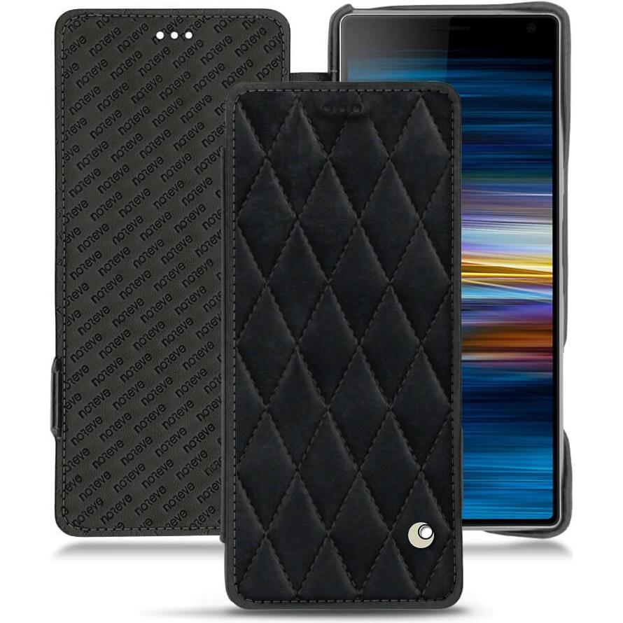 Noreve Lederschutzhülle horizontal (Sony Xperia 10), Smartphone Hülle, Schwarz