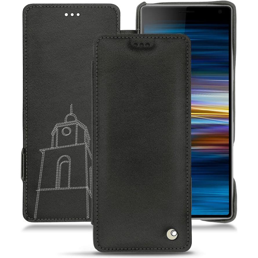 Noreve Lederschutzhülle horizontal (Sony Xperia 10), Smartphone Hülle, Schwarz