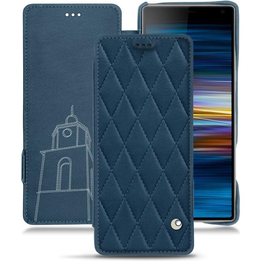 Noreve Lederschutzhülle horizontal (Sony Xperia 10), Smartphone Hülle, Blau