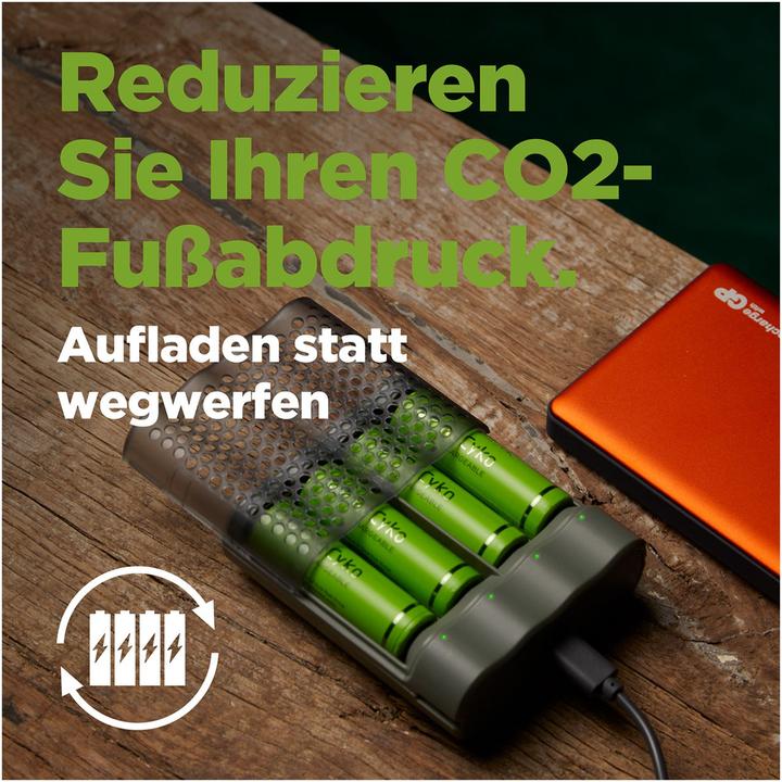 Actual product image GP Batteries ReCyko M451/100 4-Port USB Ladegerät inkl.4xAAA NiMh 950mAh (5 pcs., AAA, 950 mAh, Battery + charger)