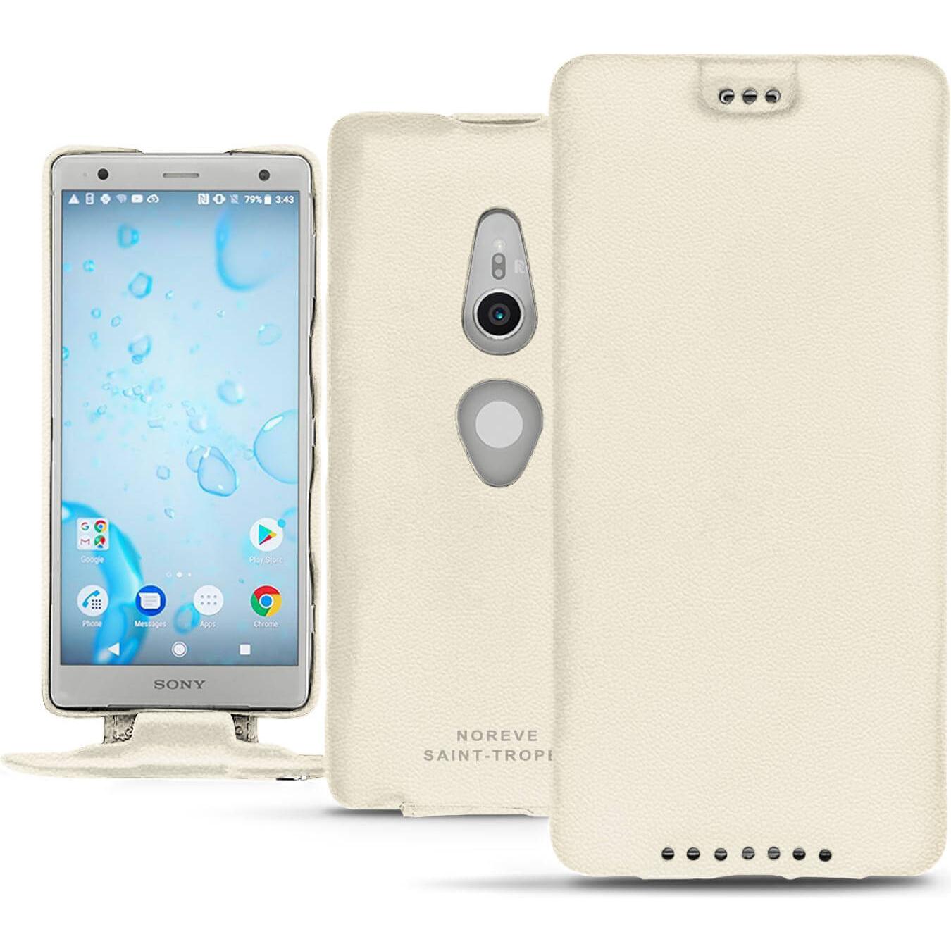 Noreve Lederschutzhülle vertikal (Sony Xperia XZ2), Smartphone Hülle, Weiss