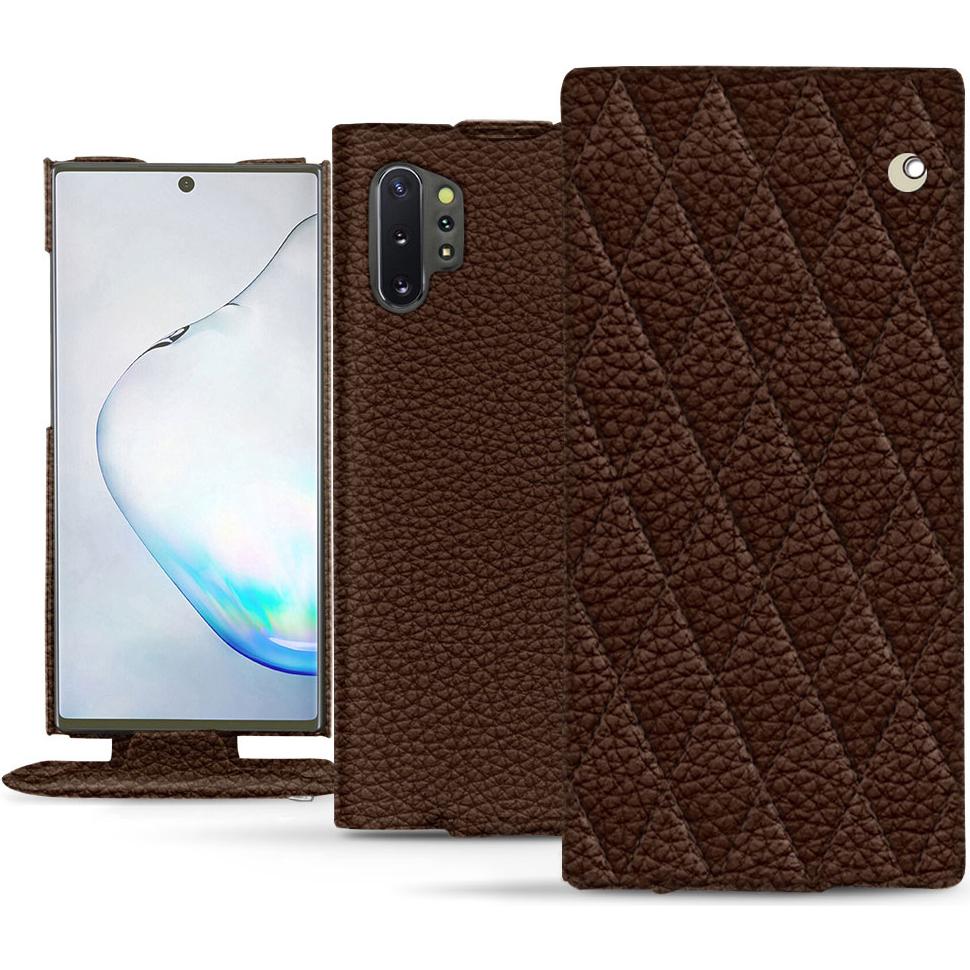 Noreve Lederschutzhülle vertikal (Samsung Galaxy Note 10+), Smartphone Hülle, Braun