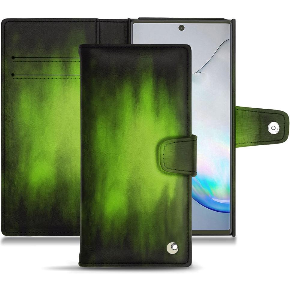 Noreve Lederschutzhülle Wallet (Samsung Galaxy Note 10+), Smartphone Hülle, Grün