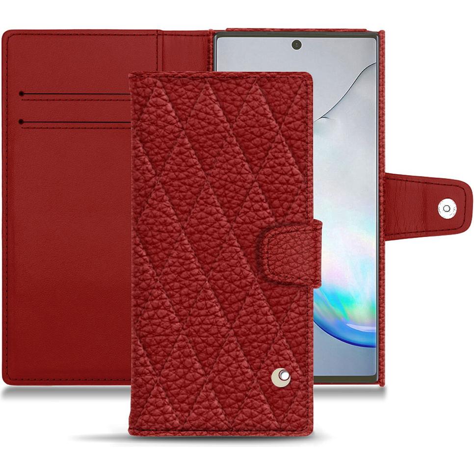 Noreve Lederschutzhülle Wallet (Samsung Galaxy Note 10+), Smartphone Hülle, Rot