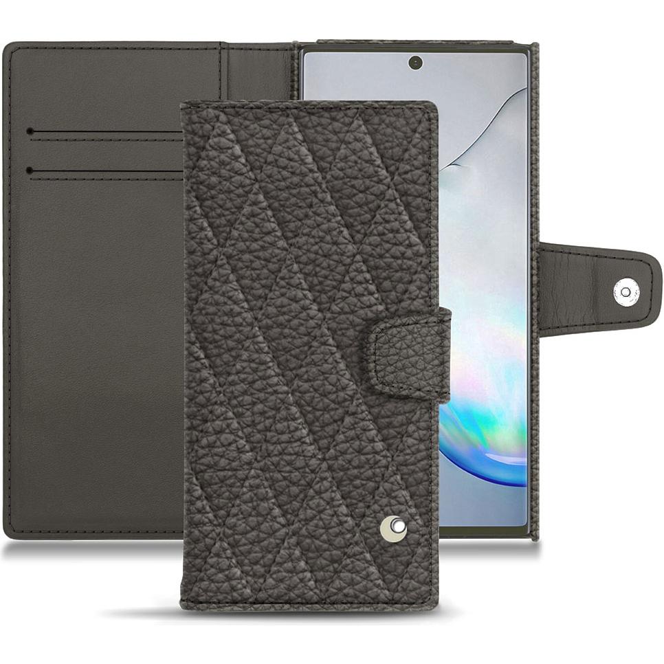 Noreve Lederschutzhülle Wallet (Samsung Galaxy Note 10+), Smartphone Hülle, Grau