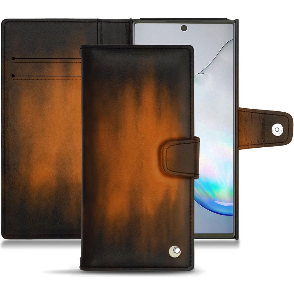 Noreve Lederschutzhülle Wallet (Samsung Galaxy Note 10+), Smartphone Hülle, Braun