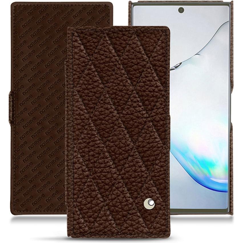 Noreve Lederschutzhülle horizontal (Samsung Galaxy Note 10+), Smartphone Hülle, Braun