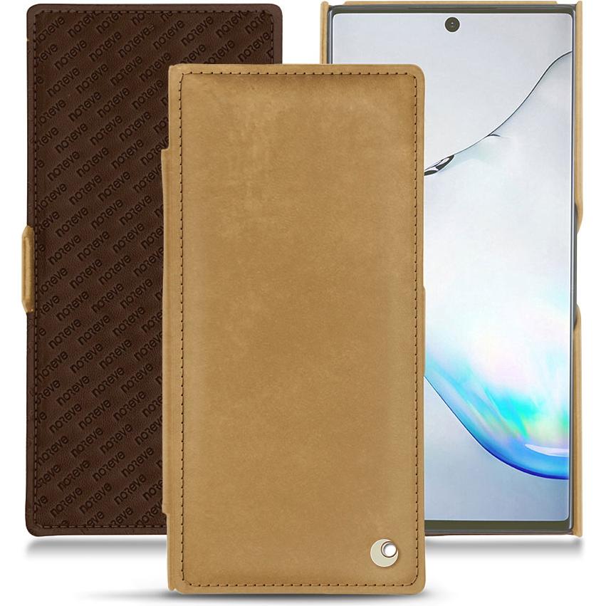 Noreve Lederschutzhülle horizontal (Samsung Galaxy Note 10+), Smartphone Hülle, Braun