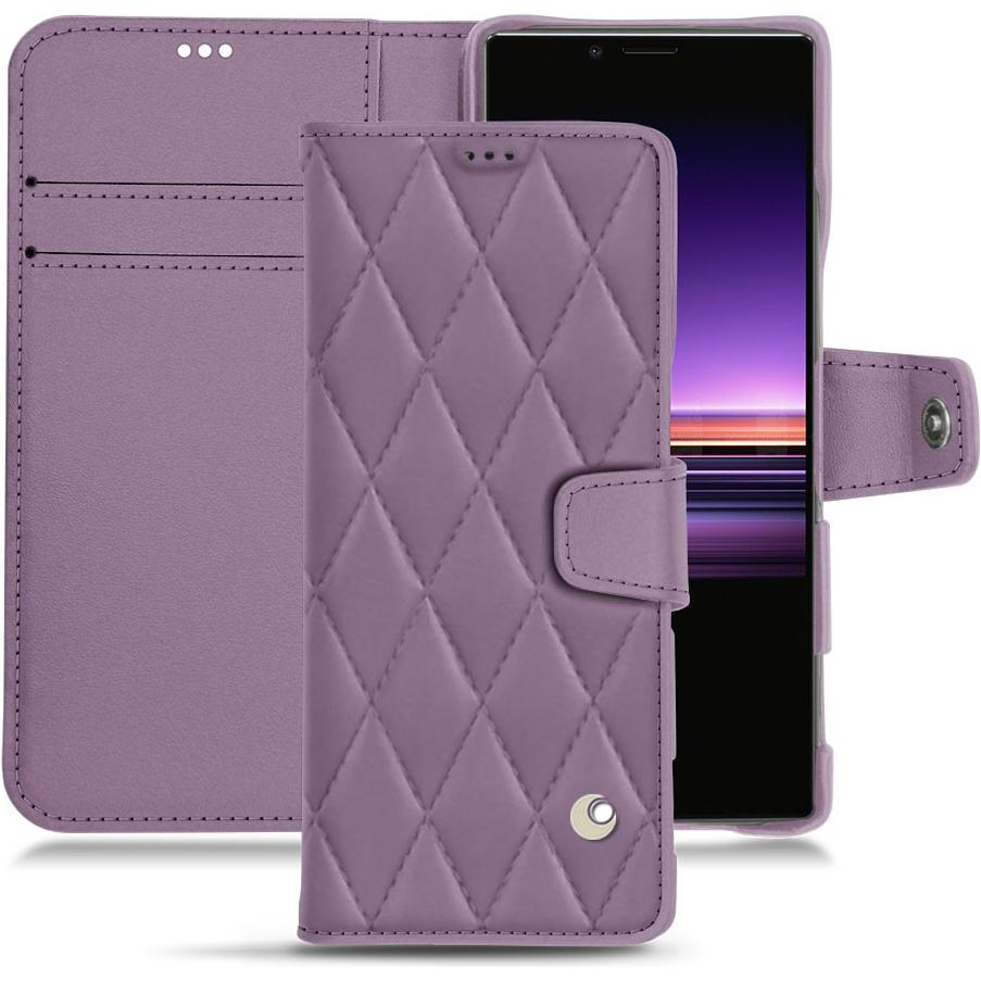 Noreve Lederschutzhülle Wallet (Sony Xperia 1), Smartphone Hülle, Violett