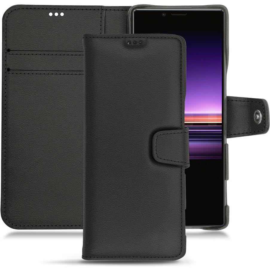 Noreve Lederschutzhülle Wallet (Sony Xperia 1), Smartphone Hülle, Schwarz