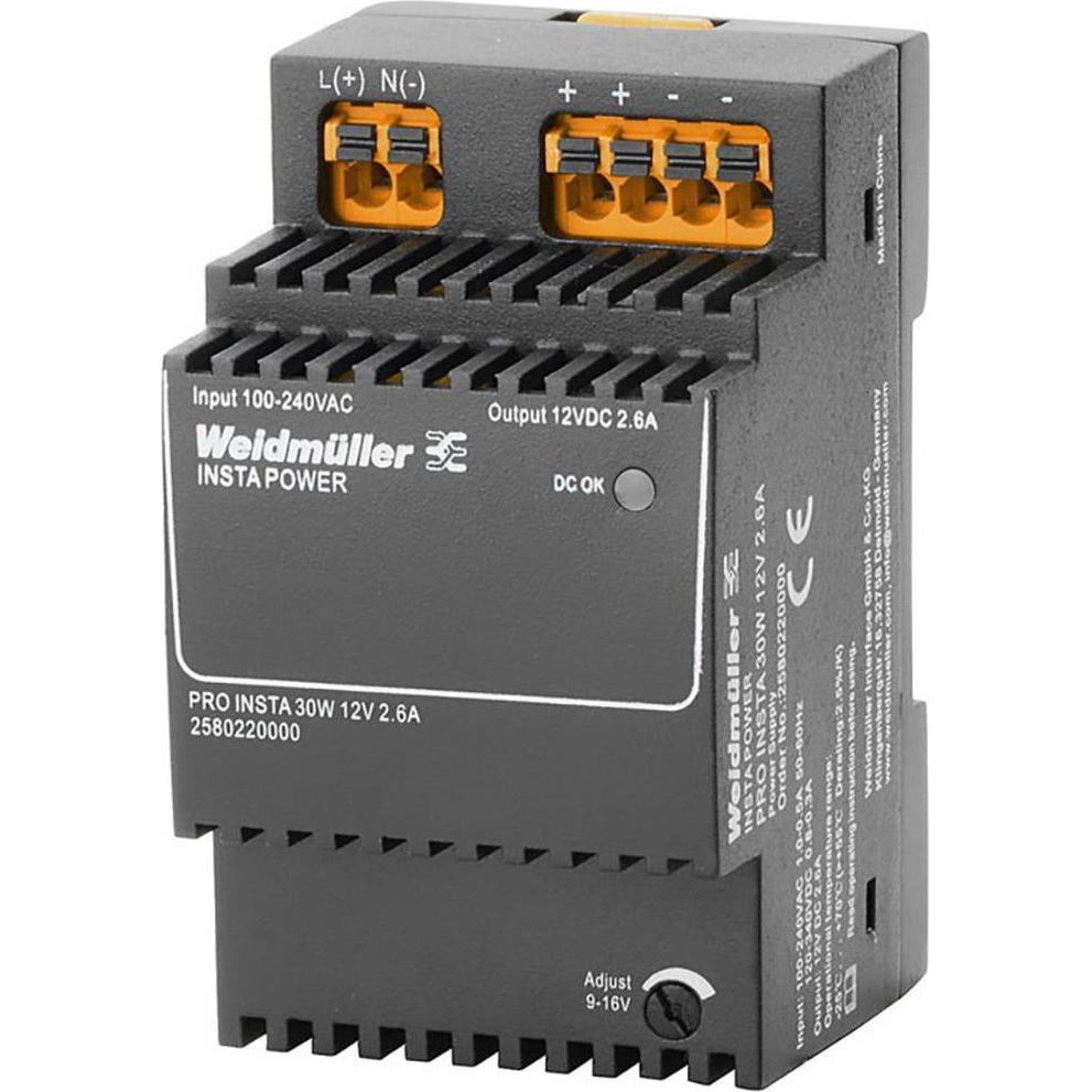Weidmüller, Systemstromversorgung, PRO INSTA 30W 12V 2.6A Schaltnetzgerät 12 V/DC 2.6 A 30 W
