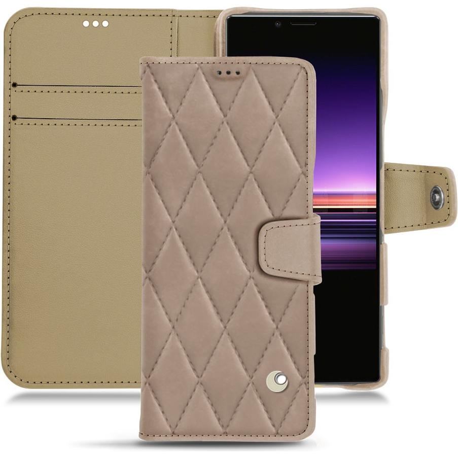 Noreve Lederschutzhülle Wallet (Sony Xperia 1), Smartphone Hülle, Beige