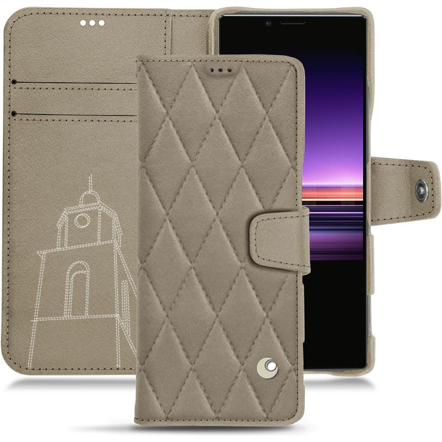 Noreve Lederschutzhülle Wallet (Sony Xperia 1), Smartphone Hülle, Beige