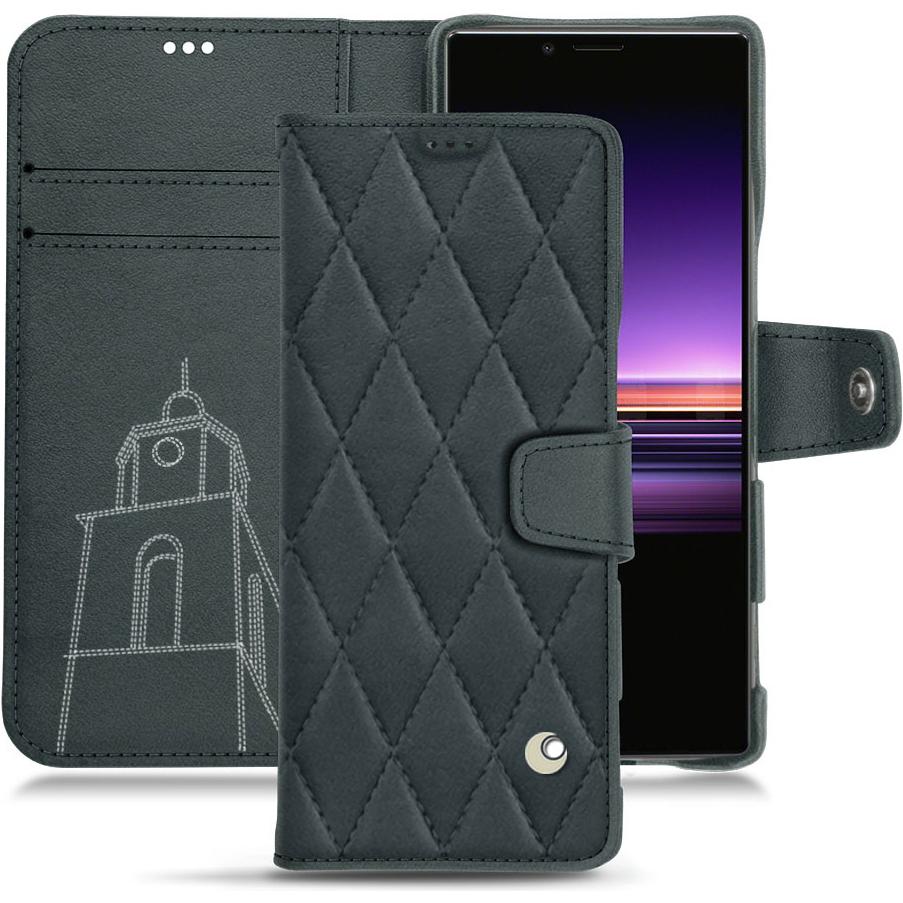 Noreve Lederschutzhülle Wallet (Sony Xperia 1), Smartphone Hülle, Blau