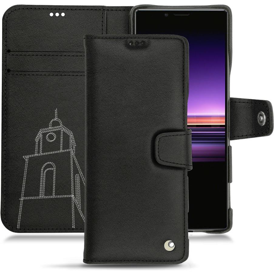 Noreve Lederschutzhülle Wallet (Sony Xperia 1), Smartphone Hülle, Schwarz