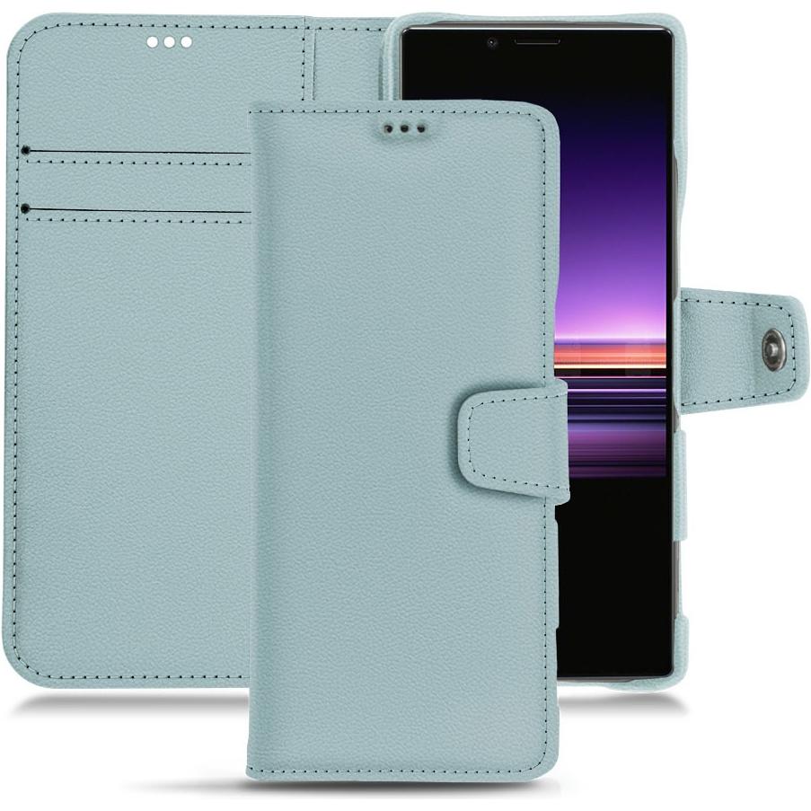 Noreve Lederschutzhülle Wallet (Sony Xperia 1), Smartphone Hülle, Blau