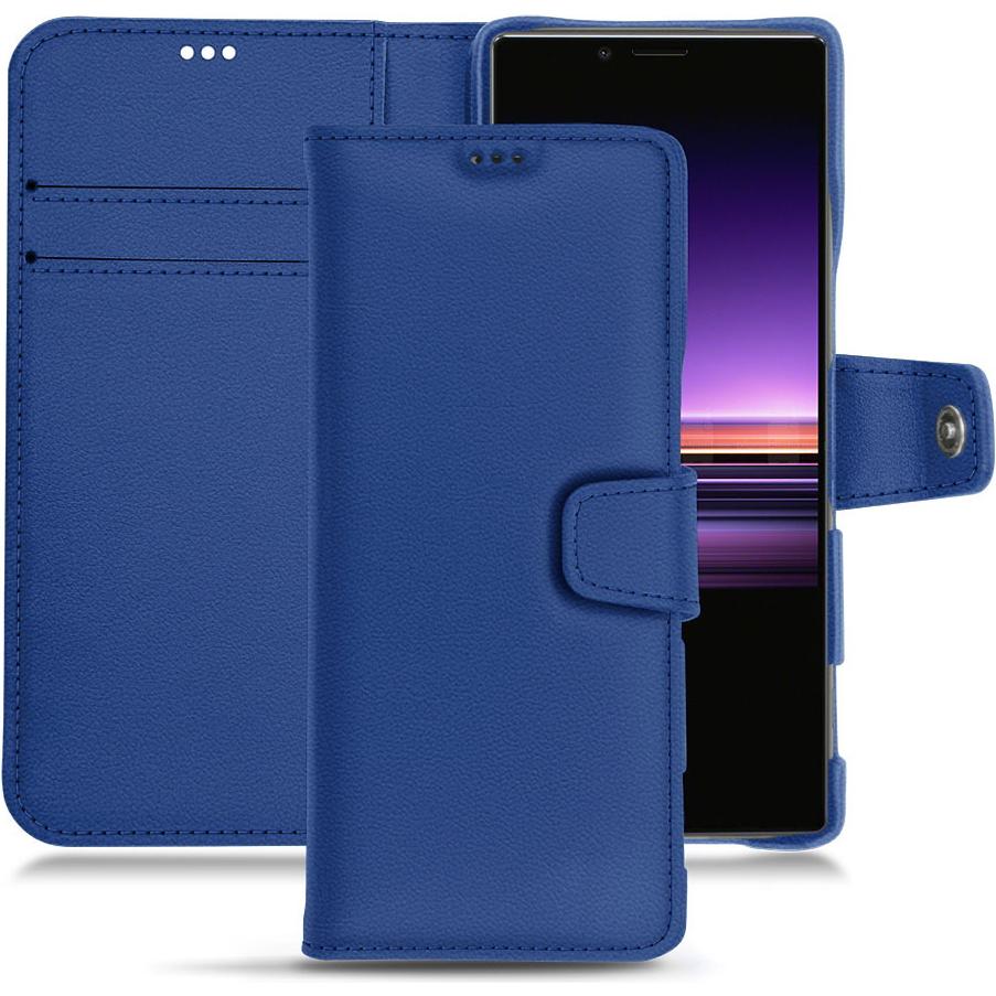Noreve Lederschutzhülle Wallet (Sony Xperia 1), Smartphone Hülle, Blau