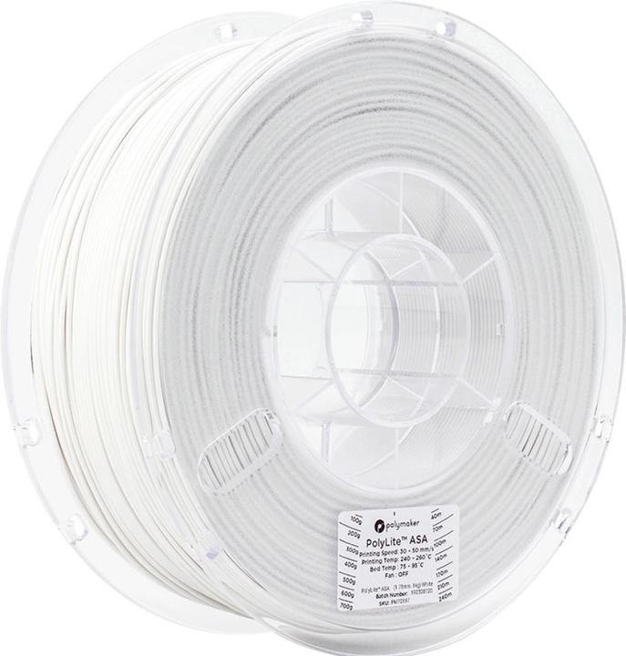 Actual product image Polymaker PF01002 PolyLite Filament ASA UV-resistant, weatherproof, heat-resistant (ASA, 1.75 mm, 1000 g, White)