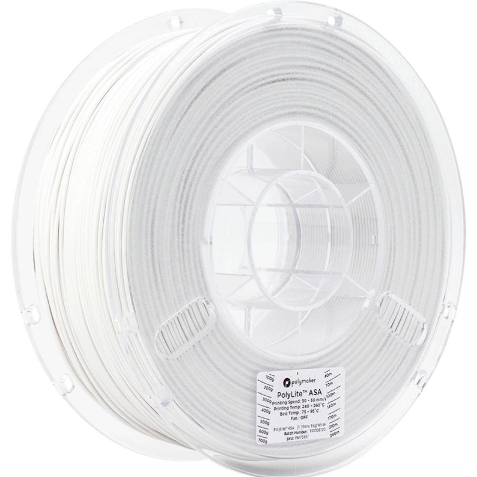 Polymaker PF01002 PolyLite Filament ASA UV-beständig, witterungsbeständig, hitze (ASA, 1.75 mm, 1000 g, Weiss), 3D Filam...