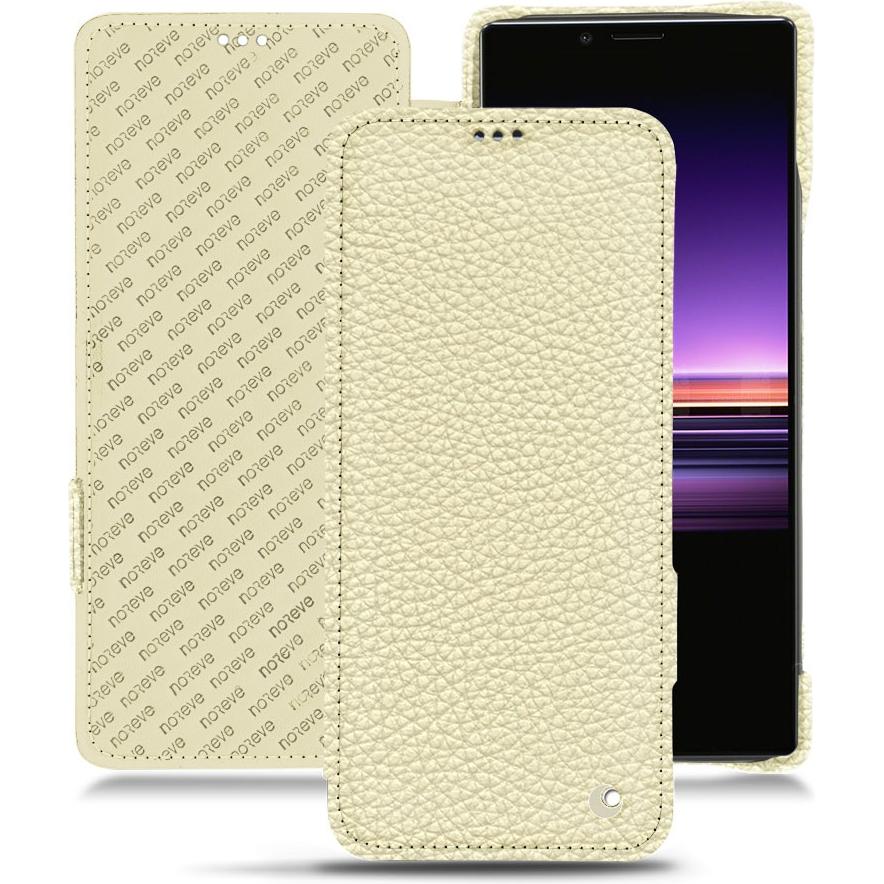 Thumbnail - Noreve Lederschutzhülle horizontal (Sony Xperia 1), Smartphone Hülle, Weiss