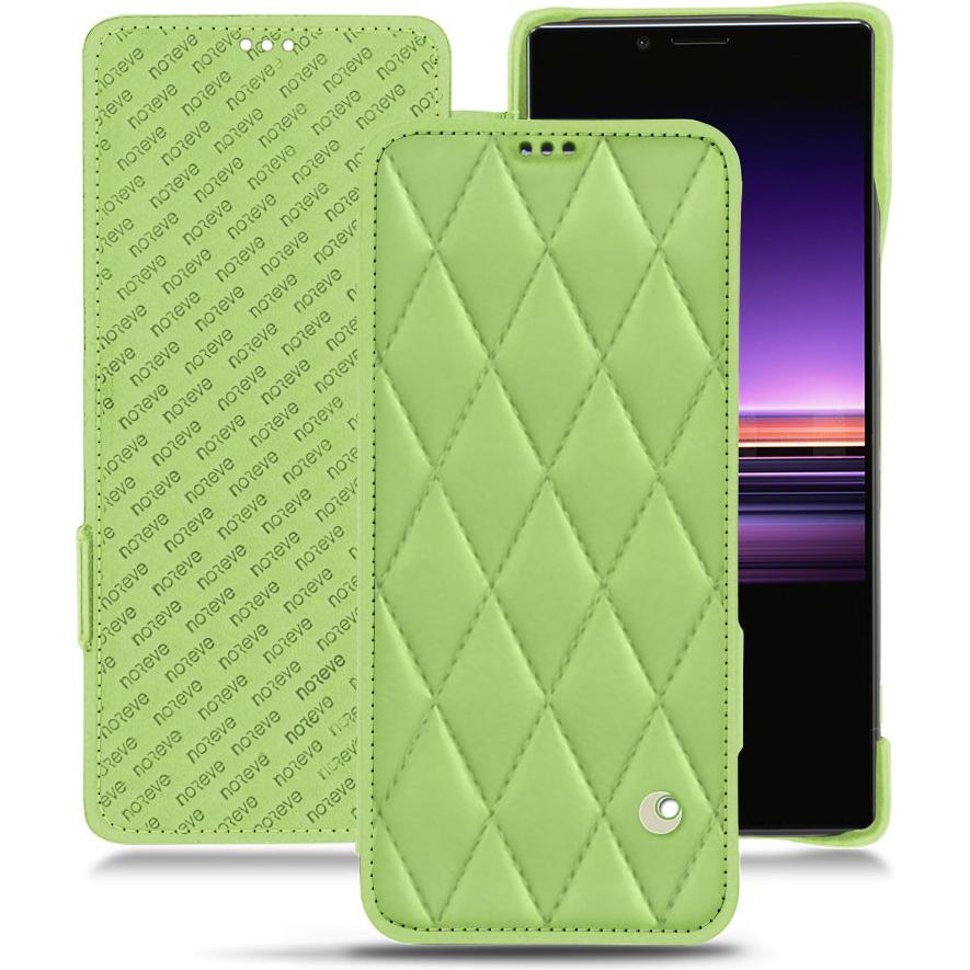 Noreve Lederschutzhülle horizontal (Sony Xperia 1), Smartphone Hülle, Grün