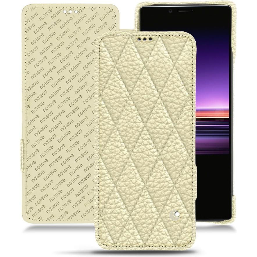 Noreve Lederschutzhülle horizontal (Sony Xperia 1), Smartphone Hülle, Weiss