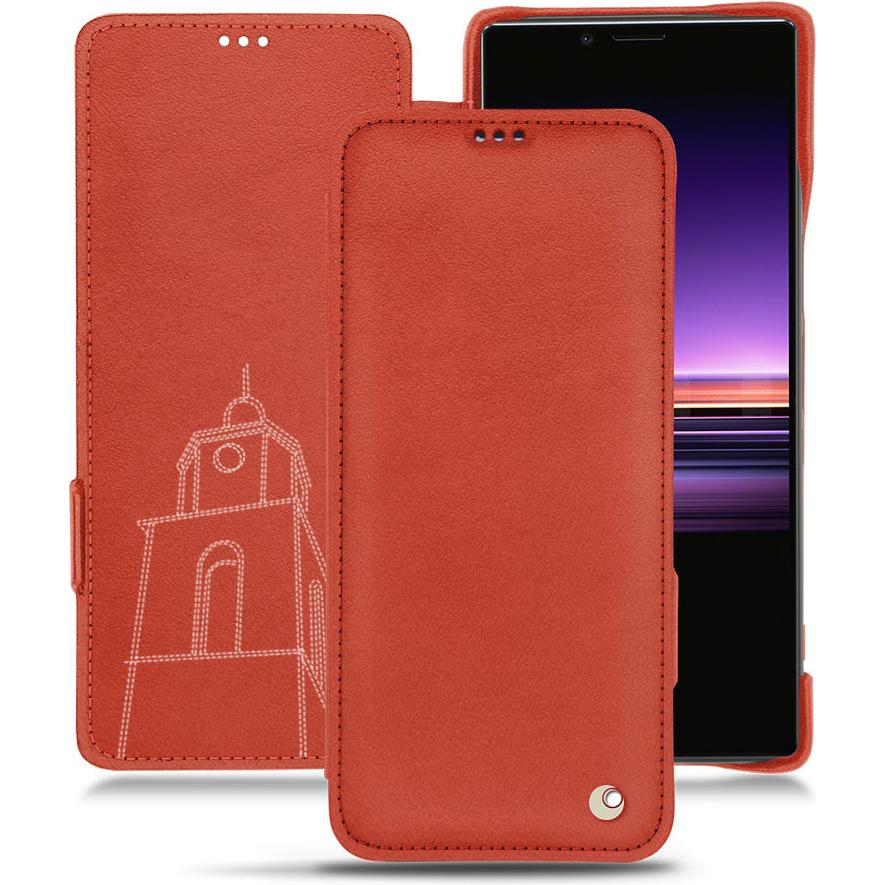 Noreve Lederschutzhülle horizontal (Sony Xperia 1), Smartphone Hülle, Orange