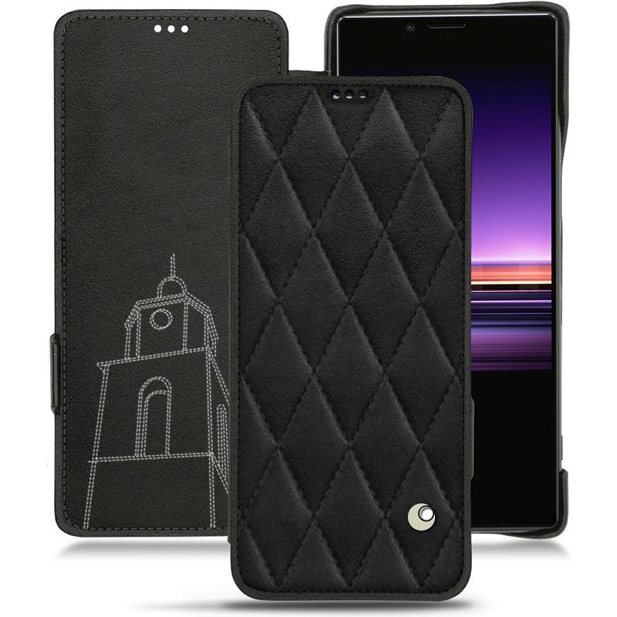Noreve Lederschutzhülle horizontal (Sony Xperia 1), Smartphone Hülle, Schwarz
