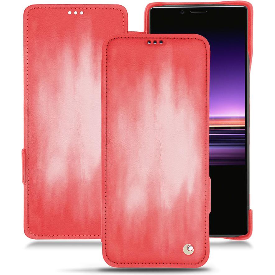 Noreve Lederschutzhülle horizontal (Sony Xperia 1), Smartphone Hülle, Rosa