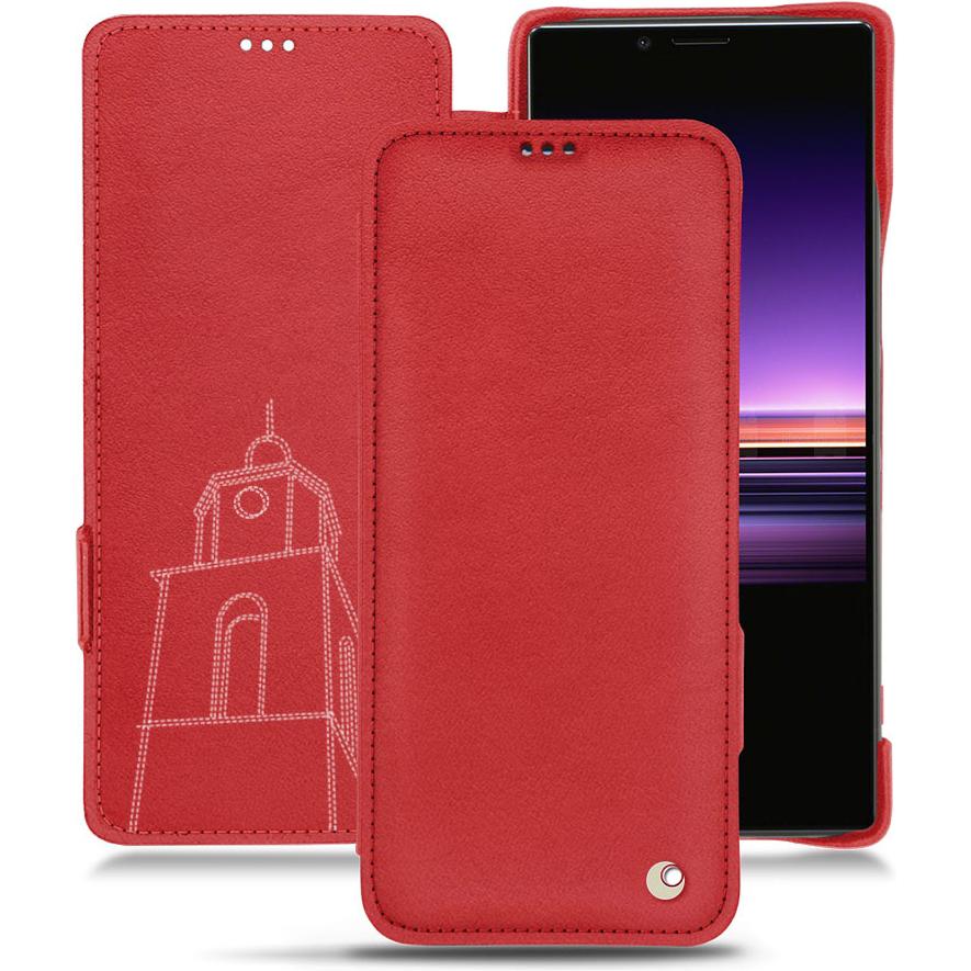 Noreve Lederschutzhülle horizontal (Sony Xperia 1), Smartphone Hülle, Rot