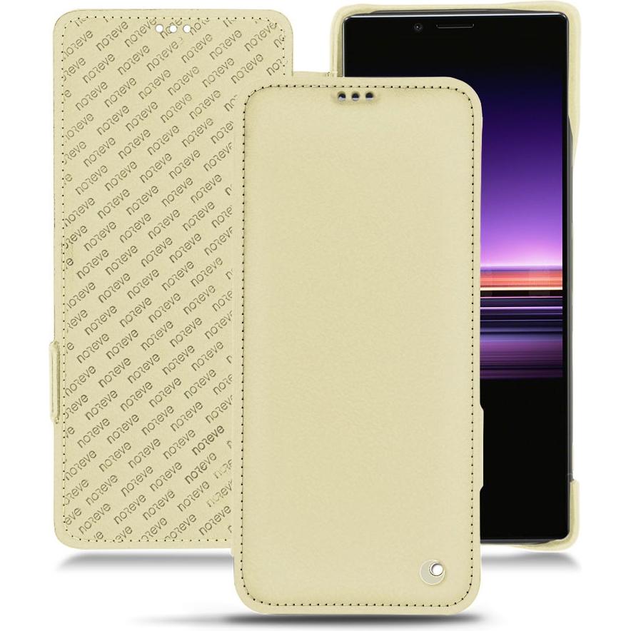 Noreve Lederschutzhülle horizontal (Sony Xperia 1), Smartphone Hülle, Beige