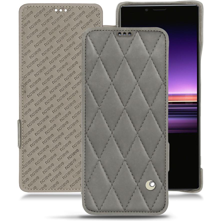 Noreve Lederschutzhülle horizontal (Sony Xperia 1), Smartphone Hülle, Grau
