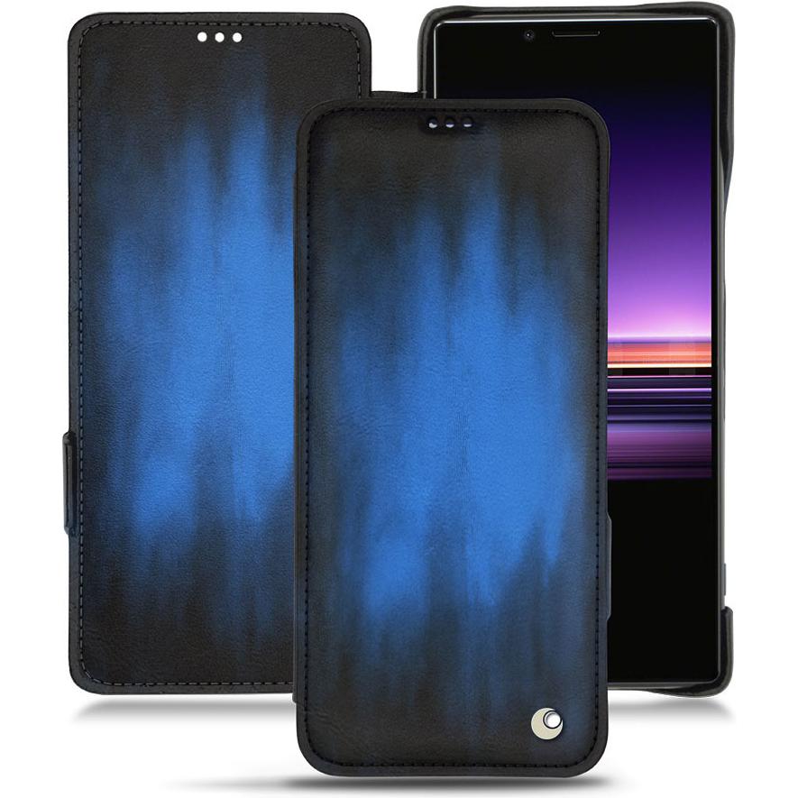 Thumbnail - Noreve Lederschutzhülle horizontal (Sony Xperia 1), Smartphone Hülle, Blau