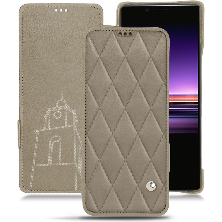 Noreve Lederschutzhülle horizontal (Sony Xperia 1), Smartphone Hülle, Beige