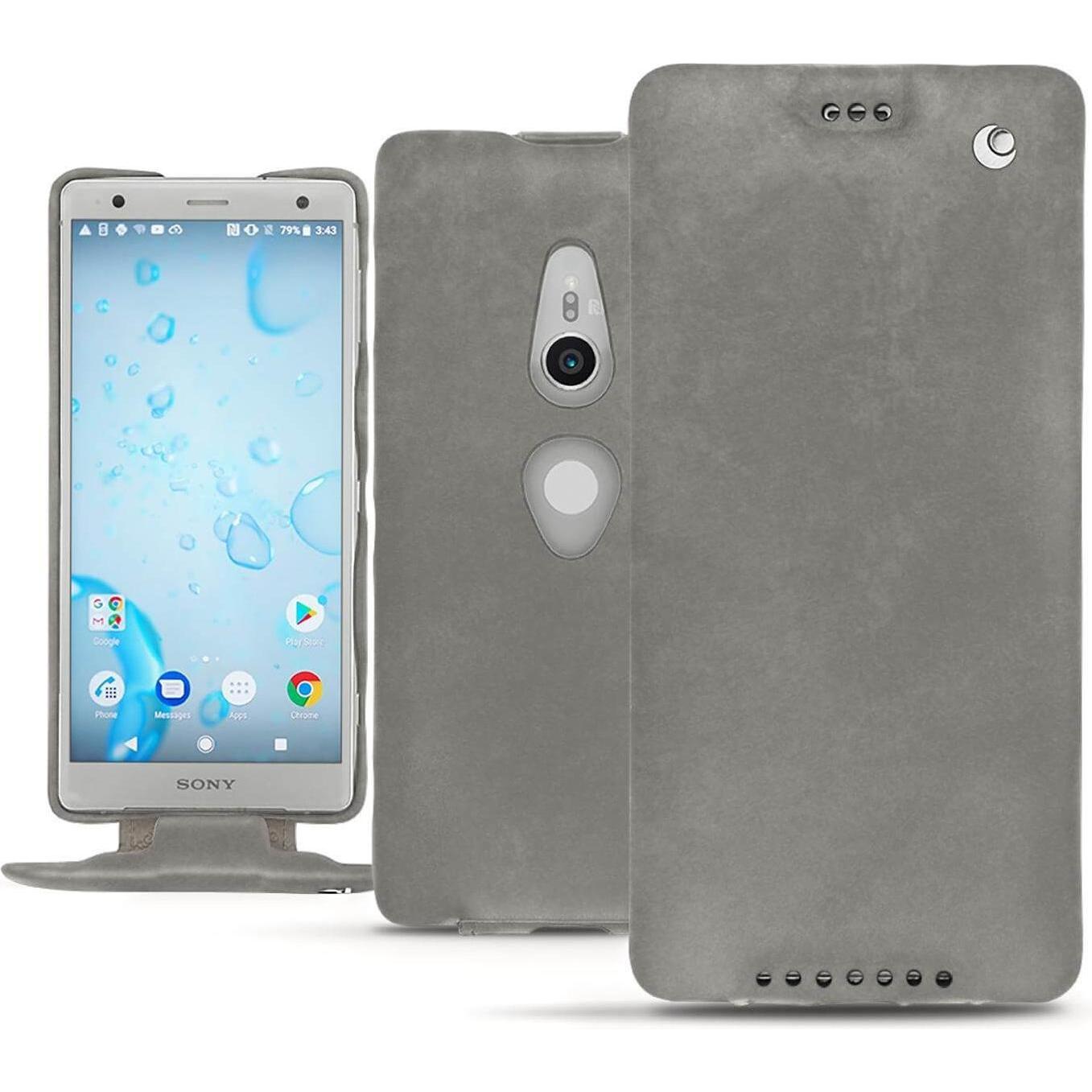 Thumbnail - Noreve Lederschutzhülle vertikal (Sony Xperia XZ2), Smartphone Hülle, Grau