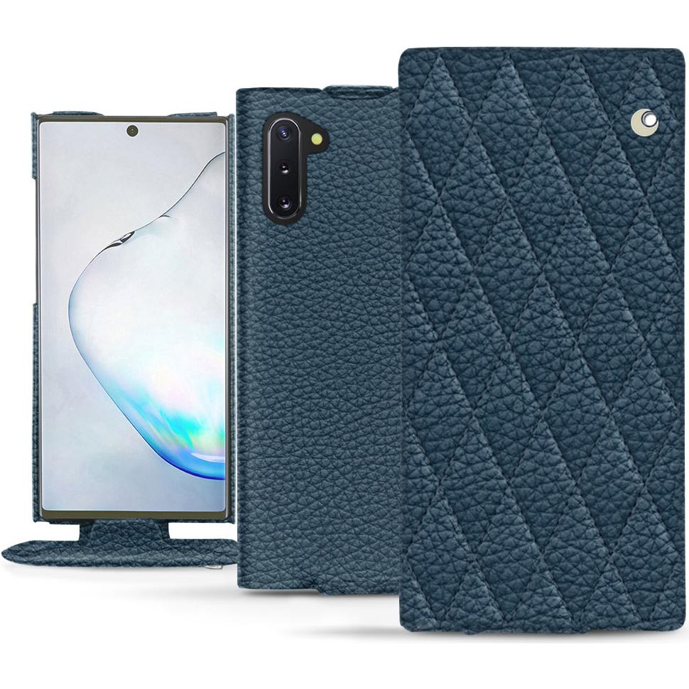 Noreve Lederschutzhülle vertikal (Samsung Galaxy Note 10), Smartphone Hülle, Blau