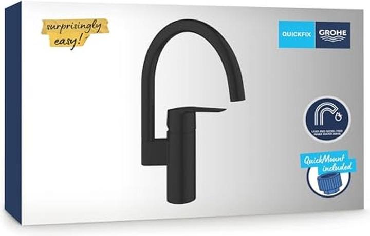 Productafbeelding Grohe Start QuickFix keukenmengkraan, hoge uitloop, eenvoudige installatie, draaibaar, mat zwart