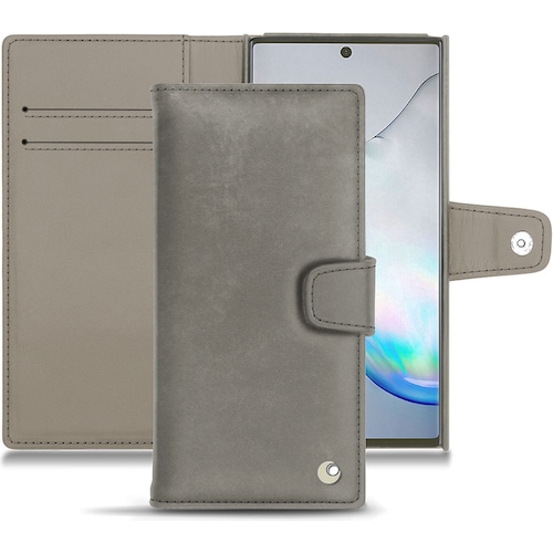 Noreve Lederschutzhülle Wallet (Samsung Galaxy Note 10), Smartphone Hülle, Grau